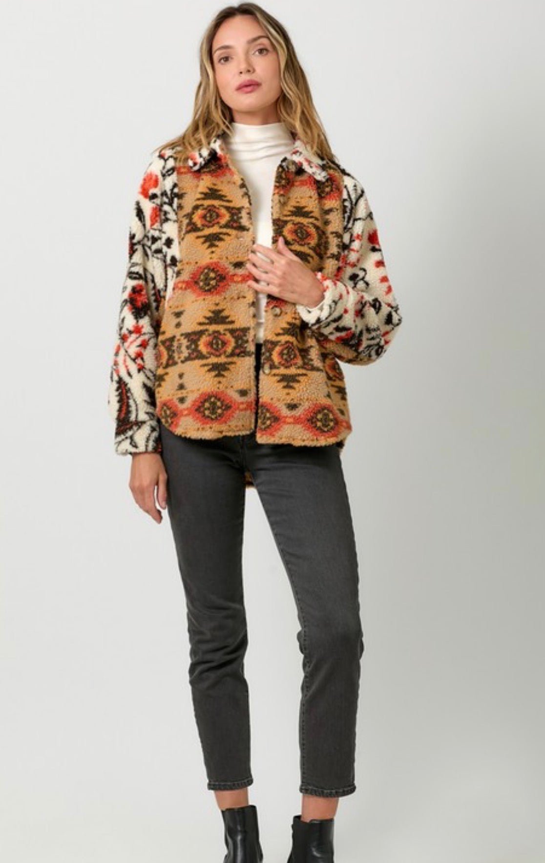 Color Block Printed Shacket - ivyandlavyboutique ivyandlavyboutique