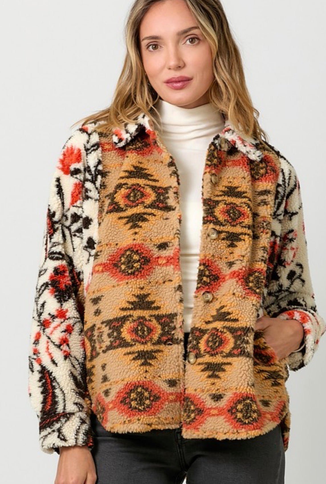 Color Block Printed Shacket - ivyandlavyboutique ivyandlavyboutique