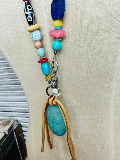 Colorful Boho Leather -  Neck: 34" - ivyandlavyboutique Scooples Jewelry