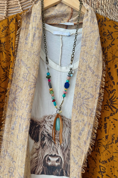 Colorful Boho Leather -  Neck: 34" - ivyandlavyboutique Scooples Jewelry