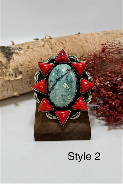 Coral Craze & Turquoise Ring - ivyandlavyboutique ivyandlavyboutique