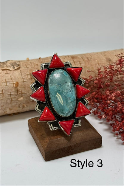 Coral Craze & Turquoise Ring - ivyandlavyboutique ivyandlavyboutique