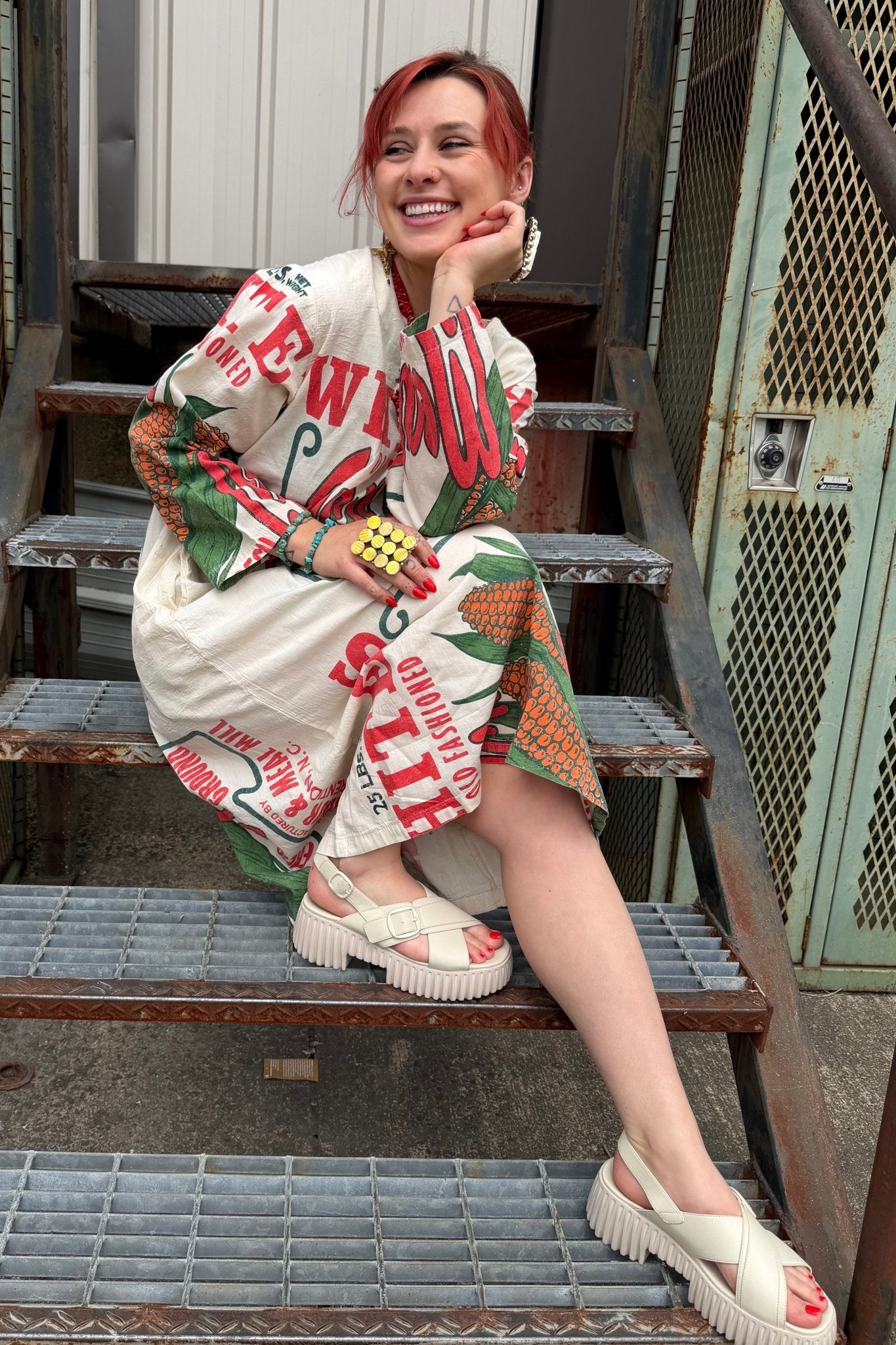 Corn Long Sleeve Dress - ivyandlavyboutique Kathmandu Imports