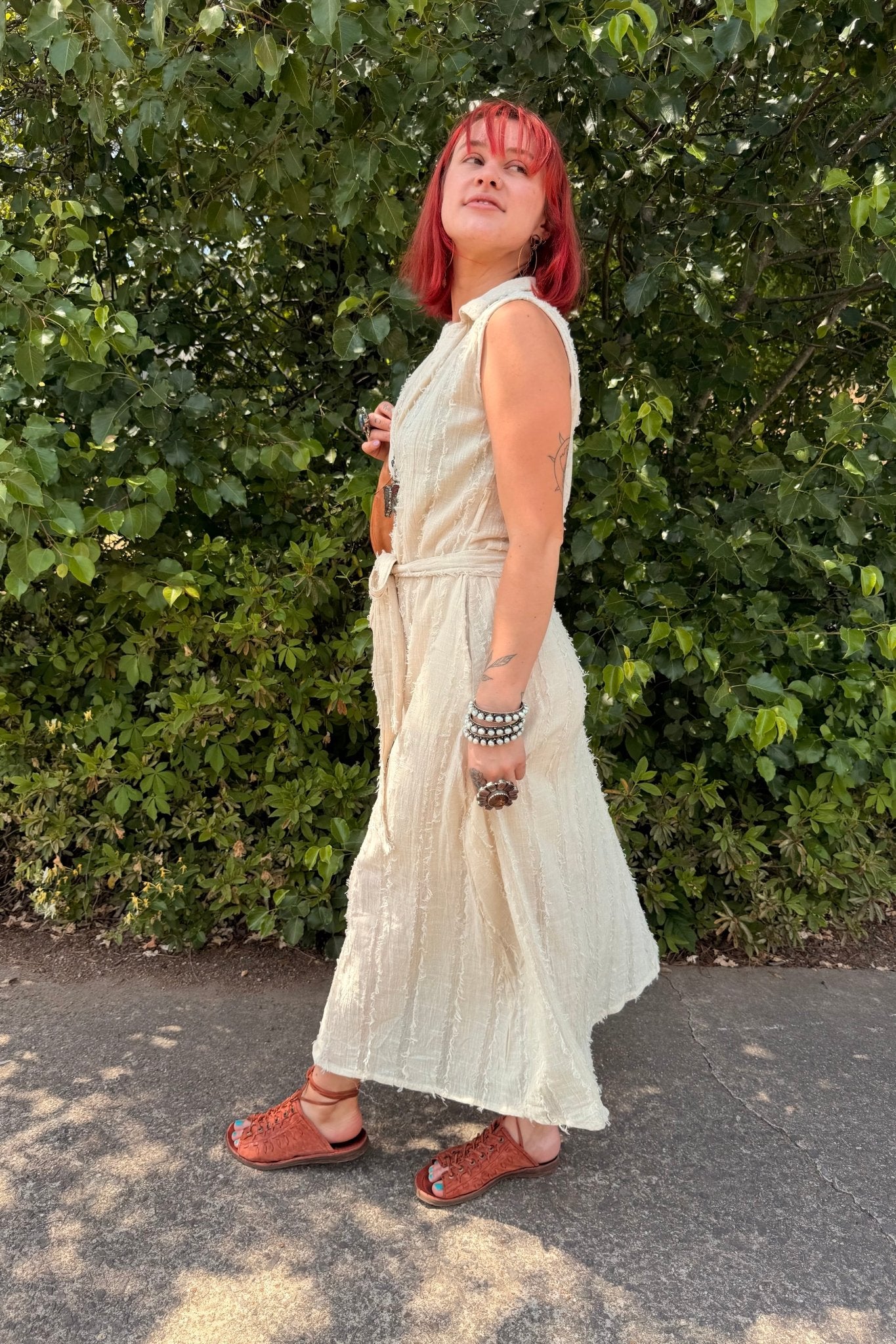 Cotton Button Front Dress/Vest - ivyandlavyboutique ivyandlavyboutique