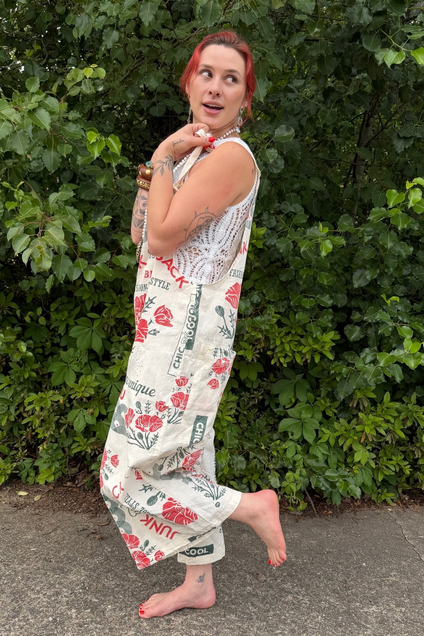 Cotton Jumpsuit in Roses - ivyandlavyboutique Kathmandu Imports