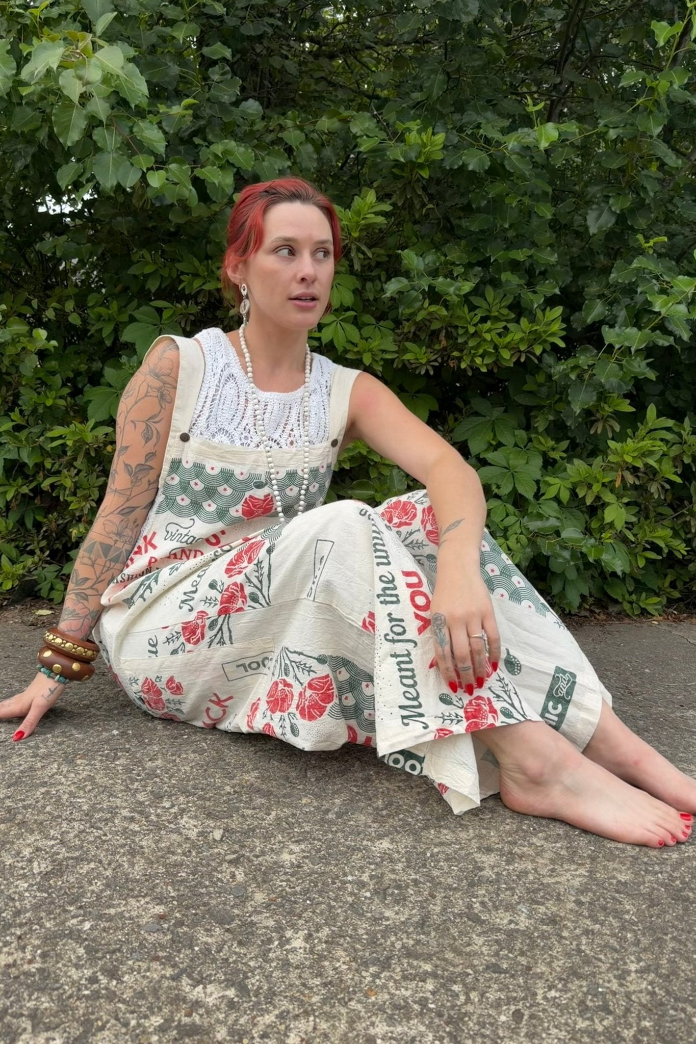 Cotton Jumpsuit in Roses - ivyandlavyboutique Kathmandu Imports