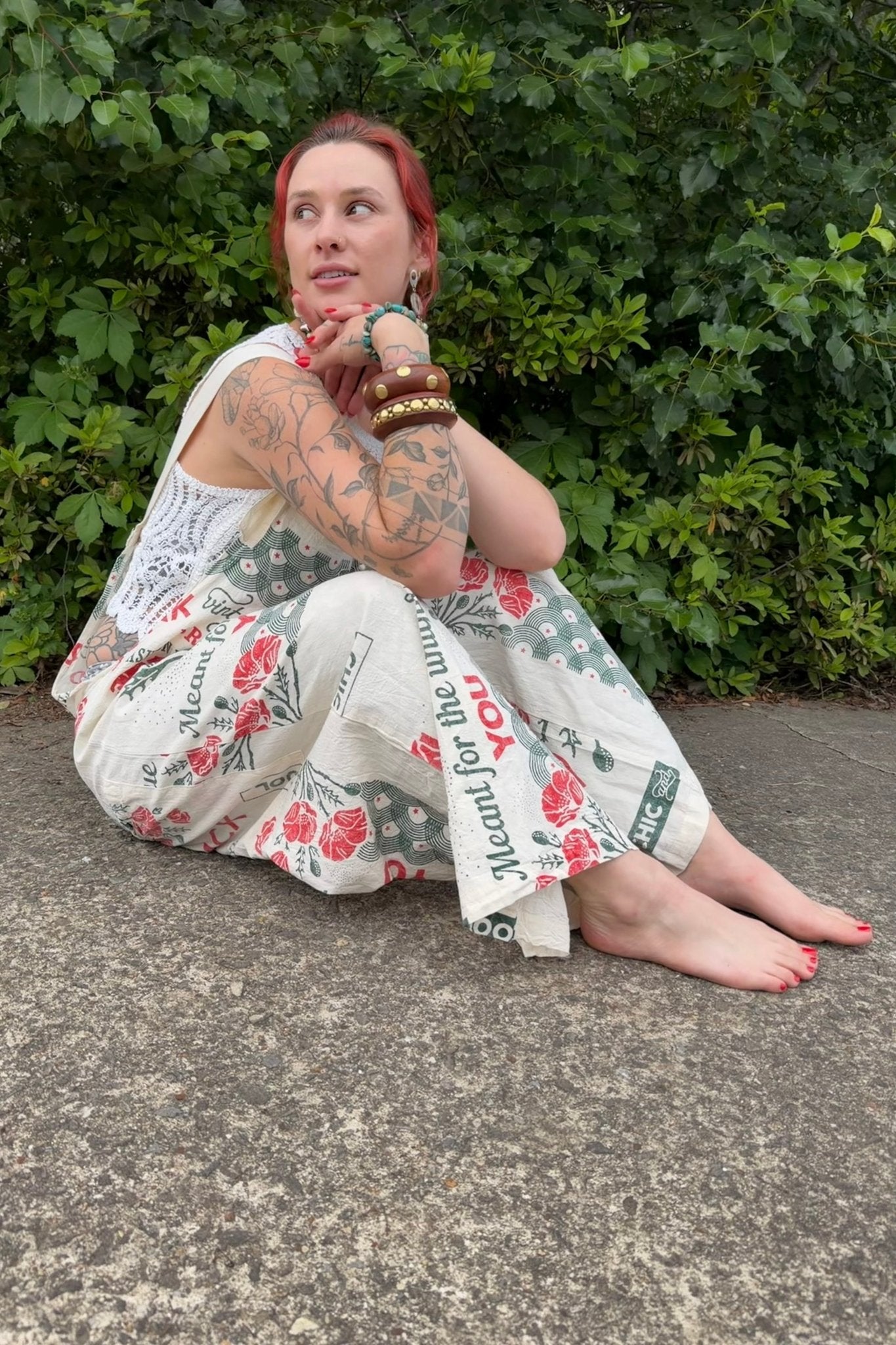 Cotton Jumpsuit in Roses - ivyandlavyboutique Kathmandu Imports