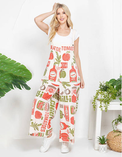 Cotton Jumpsuit in Tomato - ivyandlavyboutique Kathmandu Imports