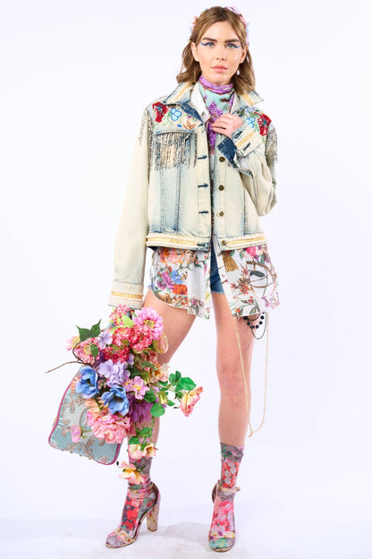 Country Queen Embellished Denim Jacket - ivyandlavyboutique Aratta