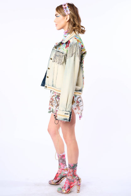 Country Queen Embellished Denim Jacket - ivyandlavyboutique Aratta