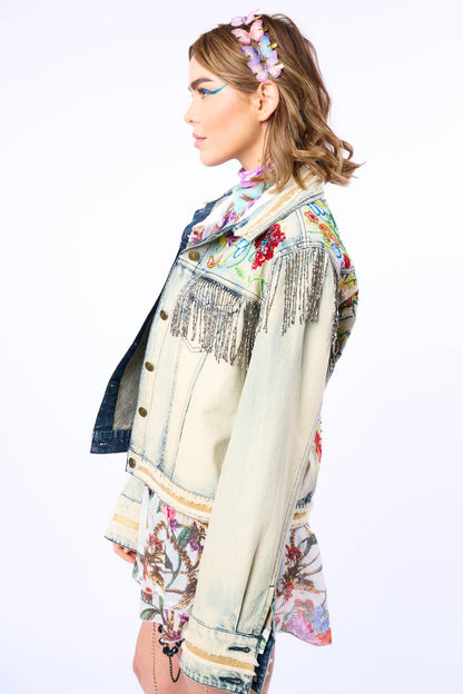 Country Queen Embellished Denim Jacket - ivyandlavyboutique Aratta