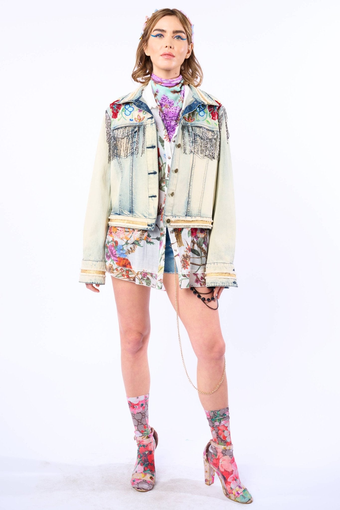 Country Queen Embellished Denim Jacket - ivyandlavyboutique Aratta