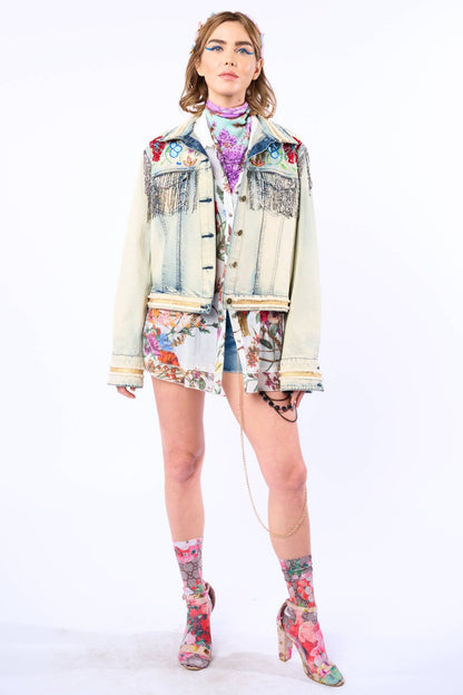 Country Queen Embellished Denim Jacket - ivyandlavyboutique Aratta