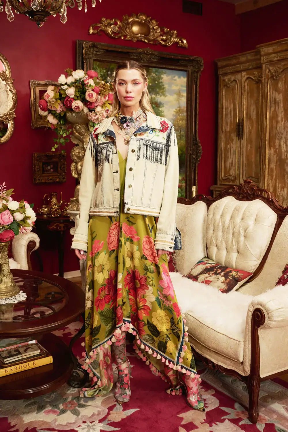 Country Queen Embellished Denim Jacket - ivyandlavyboutique Aratta