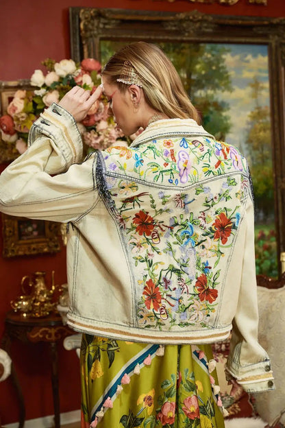 Country Queen Embellished Denim Jacket - ivyandlavyboutique Aratta