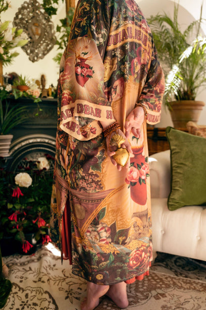 Courage Dear Heart Opera Duster Kimono Robe w/ Sacred Heart - ivyandlavyboutique Market of Stars