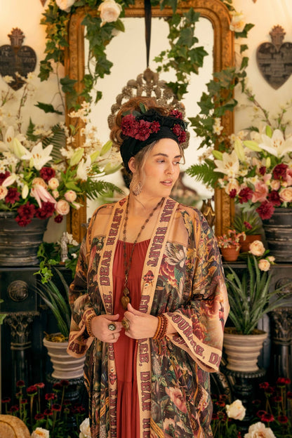 Courage Dear Heart Opera Duster Kimono Robe w/ Sacred Heart - ivyandlavyboutique Market of Stars