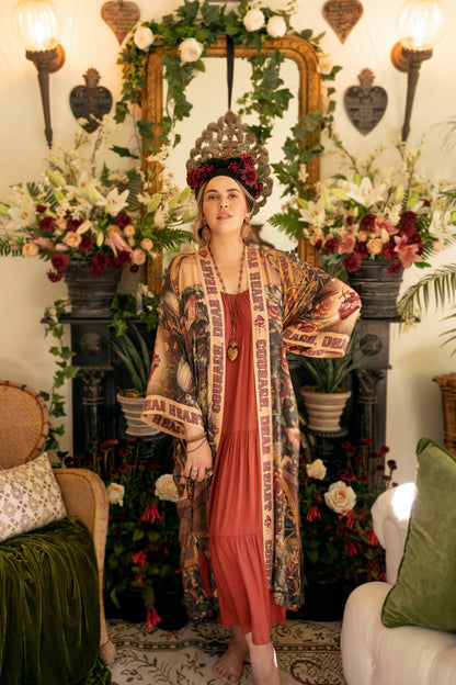 Courage Dear Heart Opera Duster Kimono Robe w/ Sacred Heart - ivyandlavyboutique Market of Stars
