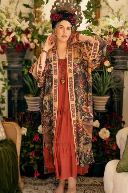 Courage Dear Heart Opera Duster Kimono Robe w/ Sacred Heart - ivyandlavyboutique Market of Stars