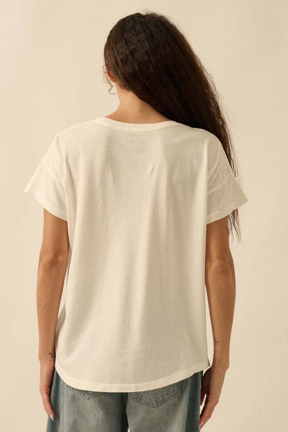 Cowboy Boot Round - Neck Vintage - Wash Top - ivyandlavyboutique Promesa USA
