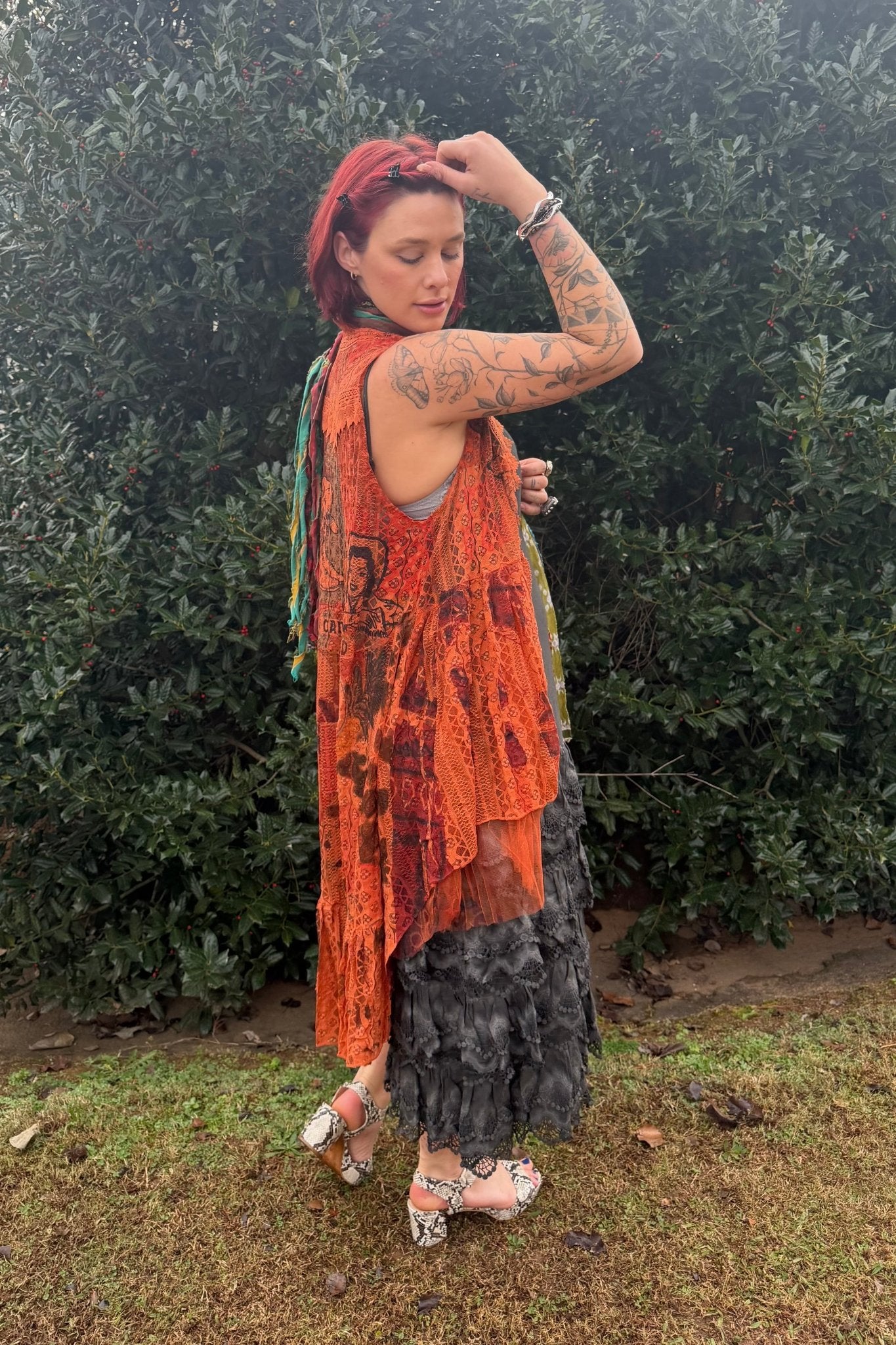 Cowgirl Fest Bright Vest w/ Hi Lo - ivyandlavyboutique Origami Apparel ~ Lace and Crochet inspired