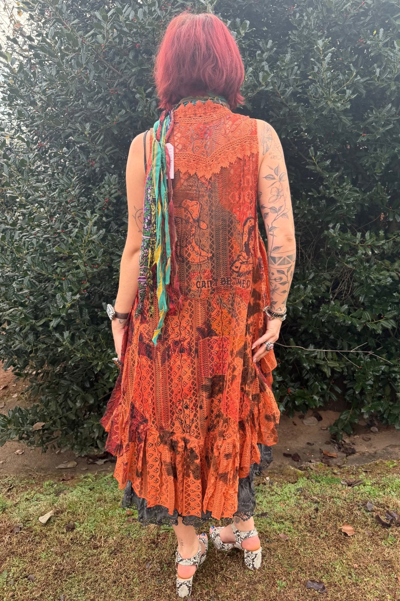 Cowgirl Fest Bright Vest w/ Hi Lo - ivyandlavyboutique Origami Apparel ~ Lace and Crochet inspired