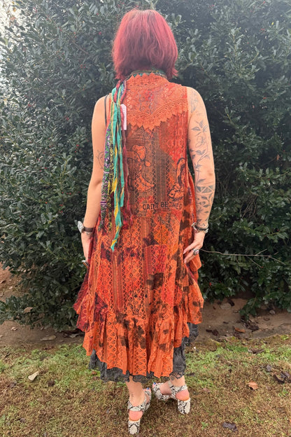 Cowgirl Fest Bright Vest w/ Hi Lo - ivyandlavyboutique Origami Apparel ~ Lace and Crochet inspired