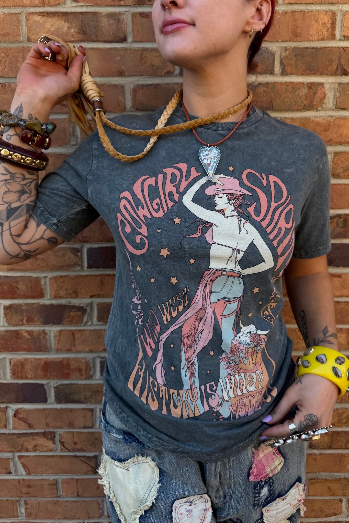 Cowgirl Spirit Wild West Graphic Top - ivyandlavyboutique Lotus Fashion Collection