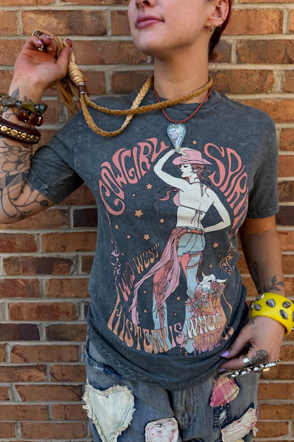Cowgirl Spirit Wild West Graphic Top - ivyandlavyboutique Lotus Fashion Collection