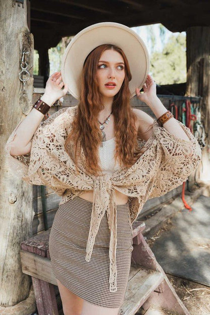 Crochet Floral Petal Kimono Wrap - ivyandlavyboutique Leto Accessories