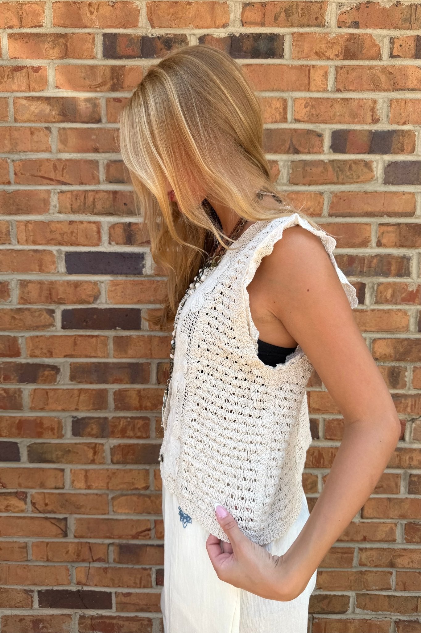 Crochet Flower Button Up Top - ivyandlavyboutique ZA