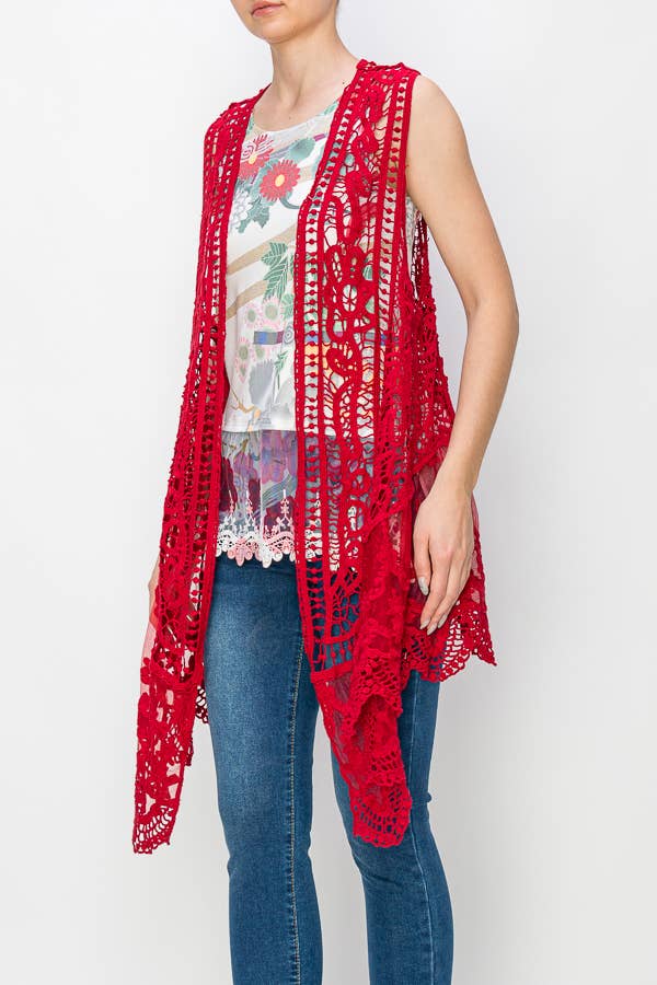 CROCHET VEST WITH LACE LAYER - ivyandlavyboutique Origami Apparel ~ Lace and Crochet inspired