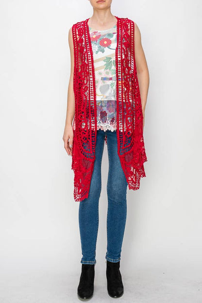 CROCHET VEST WITH LACE LAYER - ivyandlavyboutique Origami Apparel ~ Lace and Crochet inspired