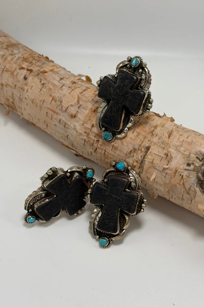 Cross In Black w/ Turquoise - ivyandlavyboutique ivyandlavyboutique
