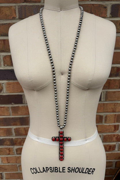 Cross My Heart Long Necklace - ivyandlavyboutique ivyandlavyboutique