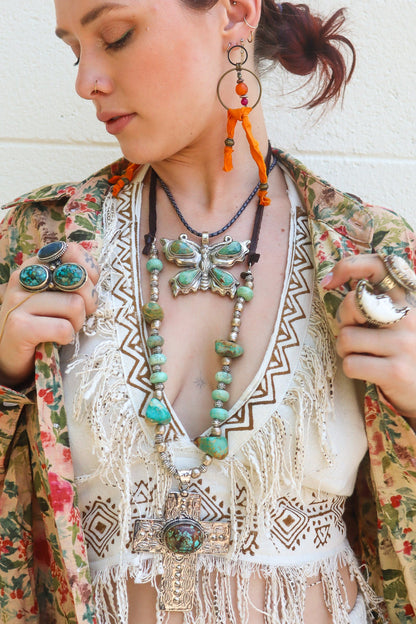 Cross Turquoise Nugget Handmade Necklace - ivyandlavyboutique A Rare Bird Shop