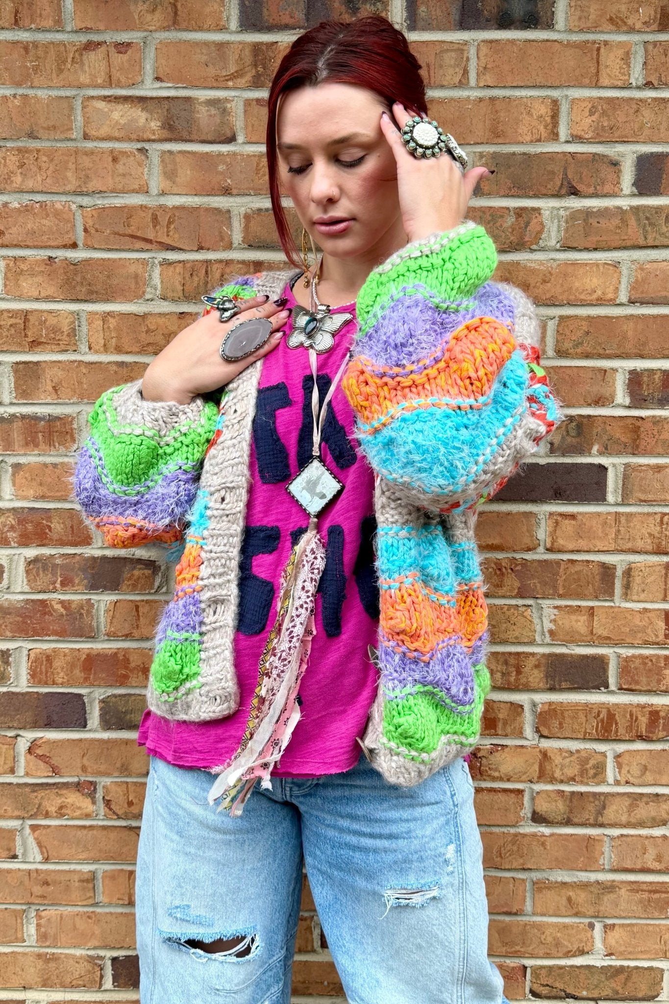 Crow Mixed Fabric Necklace - ivyandlavyboutique Art by Amy