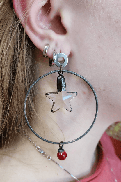 Crystal Star Large Hoop Earrings - ivyandlavyboutique Spirit Lala
