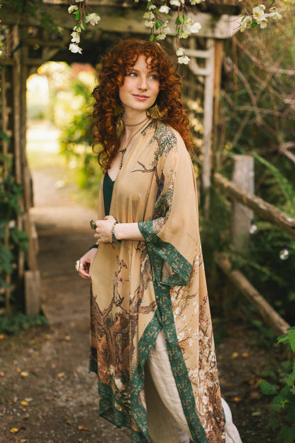 Fable Bohemian Goddess Starduster Kimono with Deer and Moon
