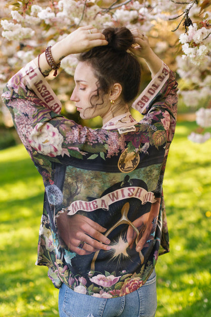 Make A Wish Pixie Duster Cropped Kimono w Wishbone Dandelion