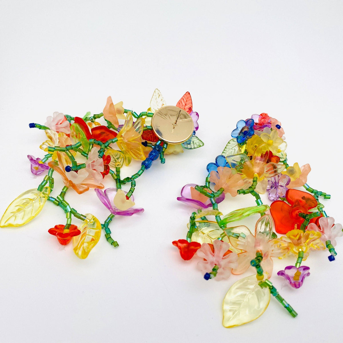 Hand-woven Long Flower Tassel Earrings: Mixed color