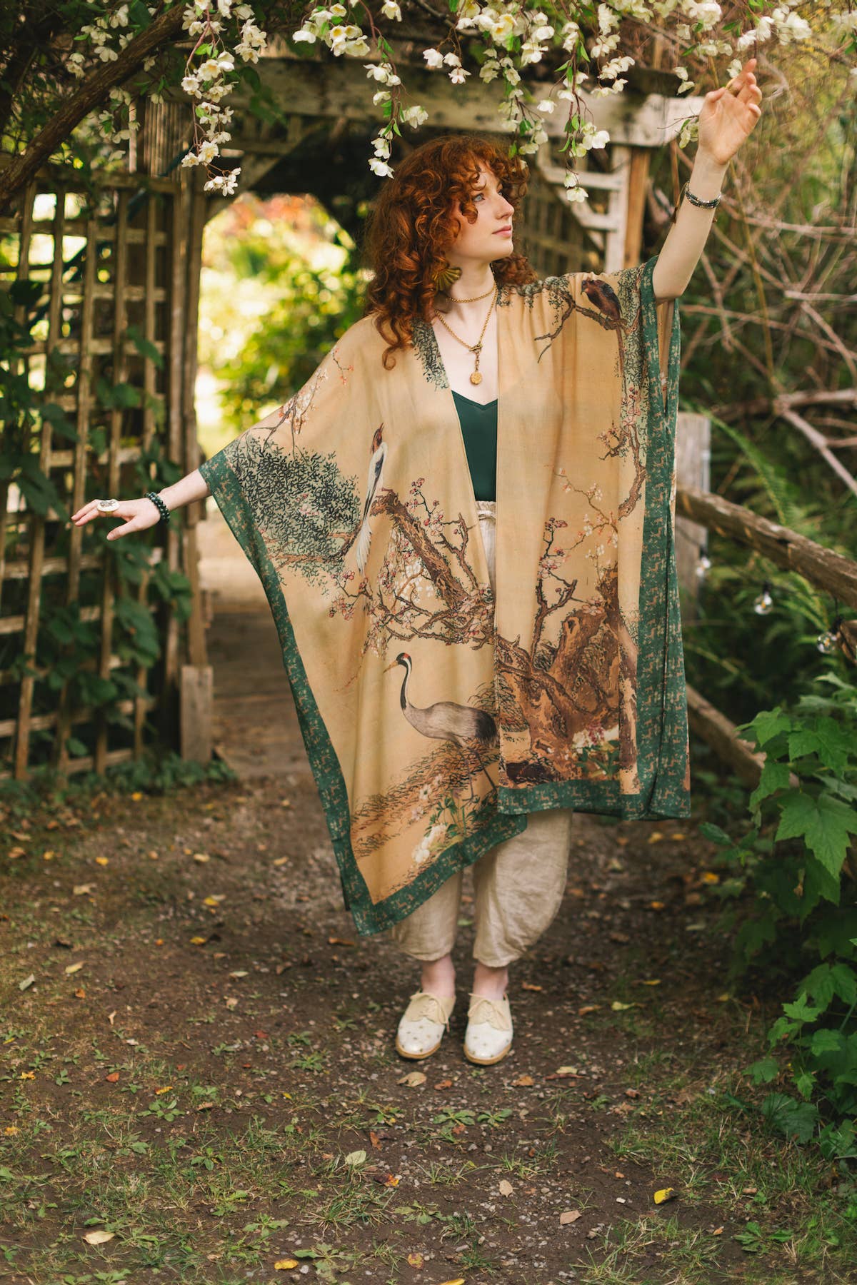 Fable Bohemian Goddess Starduster Kimono with Deer and Moon