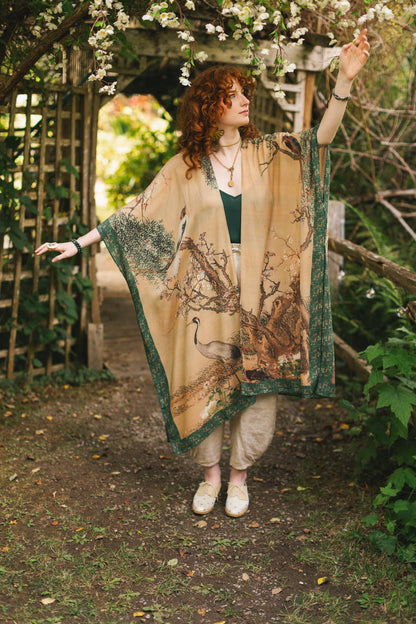 Fable Bohemian Goddess Starduster Kimono with Deer and Moon