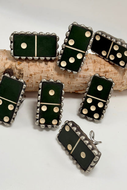 Dark Green Domino Cuff Bracelet or Ring - ivyandlavyboutique ivyandlavyboutique