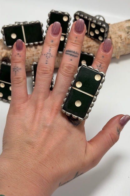 Dark Green Domino Cuff Bracelet or Ring - ivyandlavyboutique ivyandlavyboutique