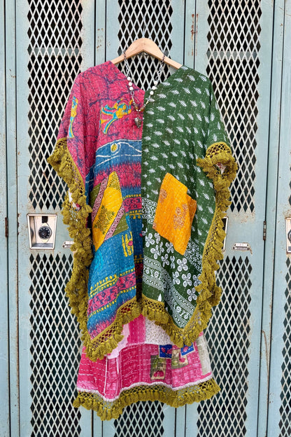 Day Dreamer Kantha Poncho Top - Combo 1 - ivyandlavyboutique Kathmandu Imports