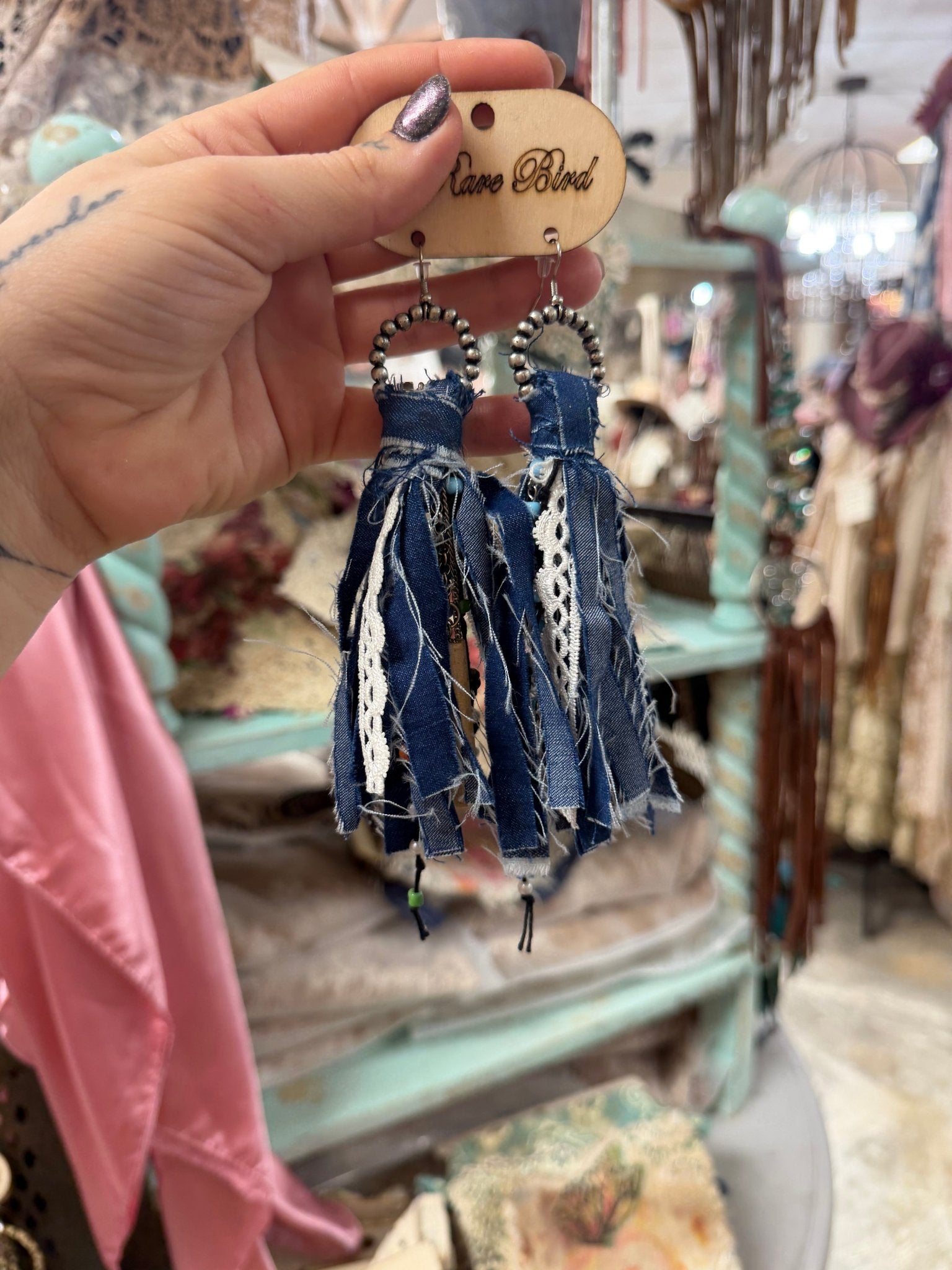 Denim Dilly Dally Earring - ivyandlavyboutique A Rare Bird Shop