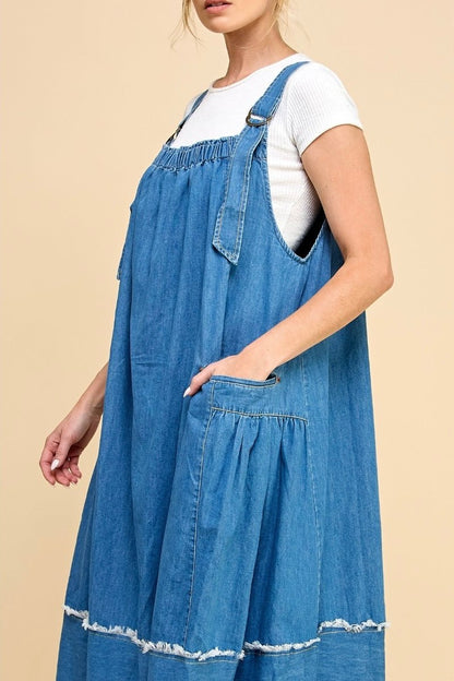 denim dress VD72216 - ivyandlavyboutique Vervet