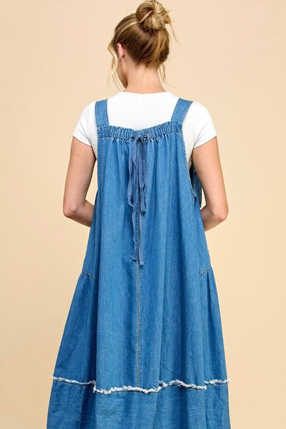denim dress VD72216 - ivyandlavyboutique Vervet