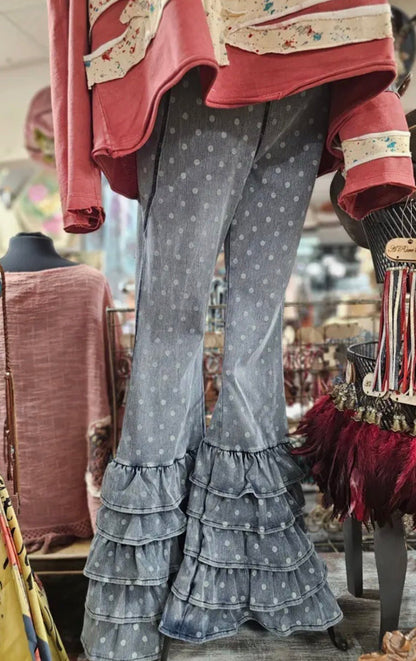 Denim Polka Dot Denim Jean Legging - ivyandlavyboutique A Rare Bird Shop